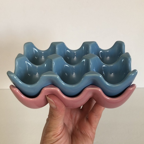 Ceramic Pink And Blue Egg Carton Holders - Picture 2 of 11